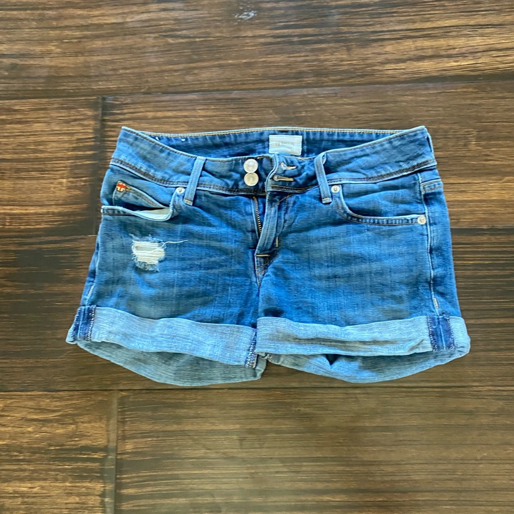 Hudson cuff denim shorts. Size 25. About a 4” in seam.